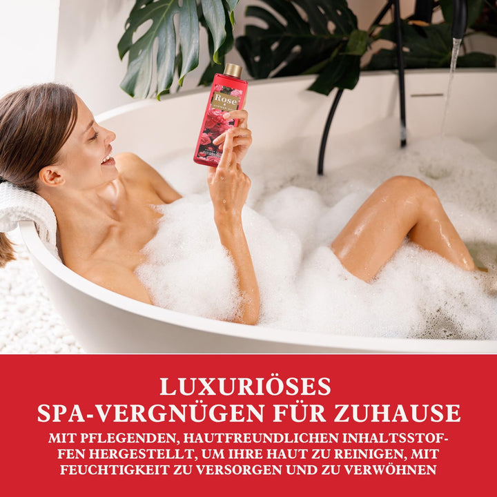 SPA LUXETIQUE Wellness Set für Frauen - 8tlg Rosenduft Bade Geschenkset mit Duschgel,Bodylotion,Scha