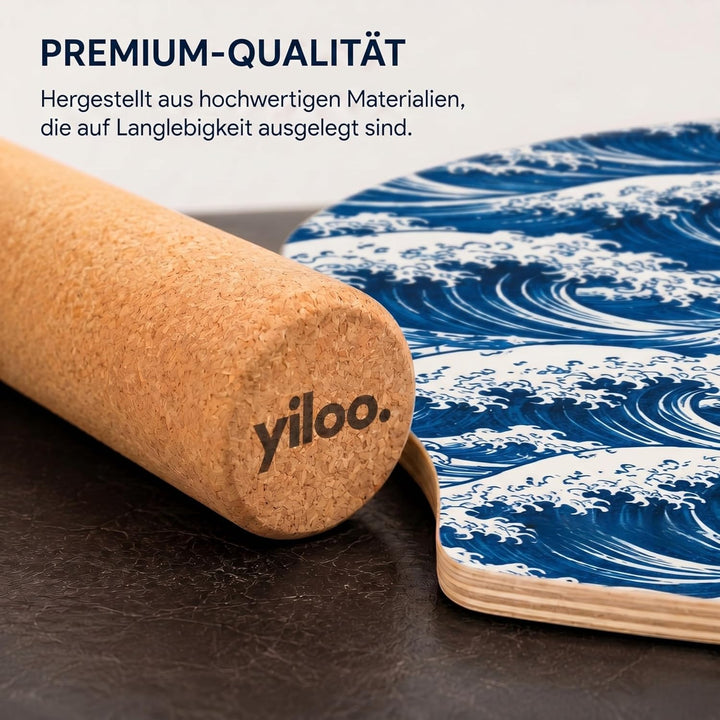 Hawaii Balance Board aus Holz – Gleichgewichtstrainer mit Rolle & Balance Ball – Handgefertigt & rut