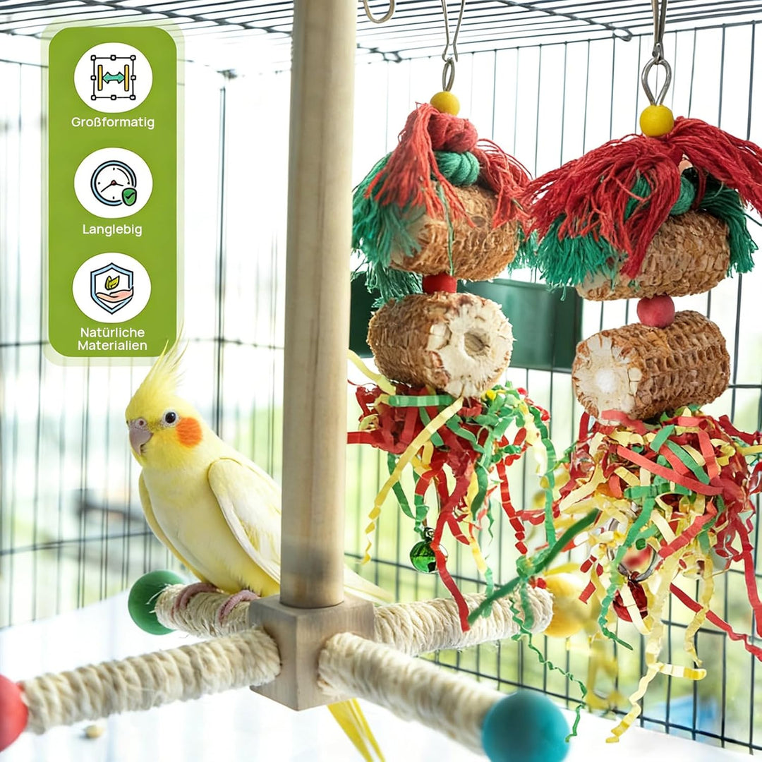 Wellensittich Spielzeug, Vogelspielzeug Für Vögel,Natürliches Maiskolben,Papagei Kauspielzeug Buntes
