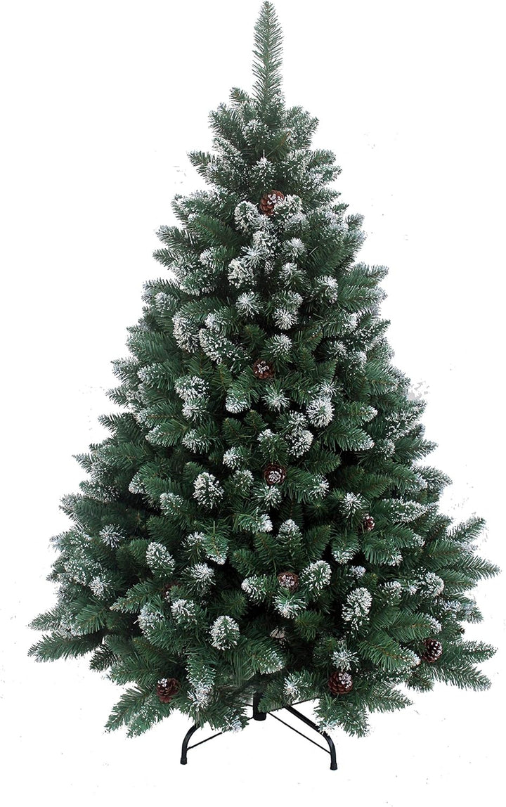 RS Trade HXT 15013 150 cm künstlicher Weihnachtsbaum mit Schnee und Zapfen (Ø ca. 96 cm) ca. 760 Spi