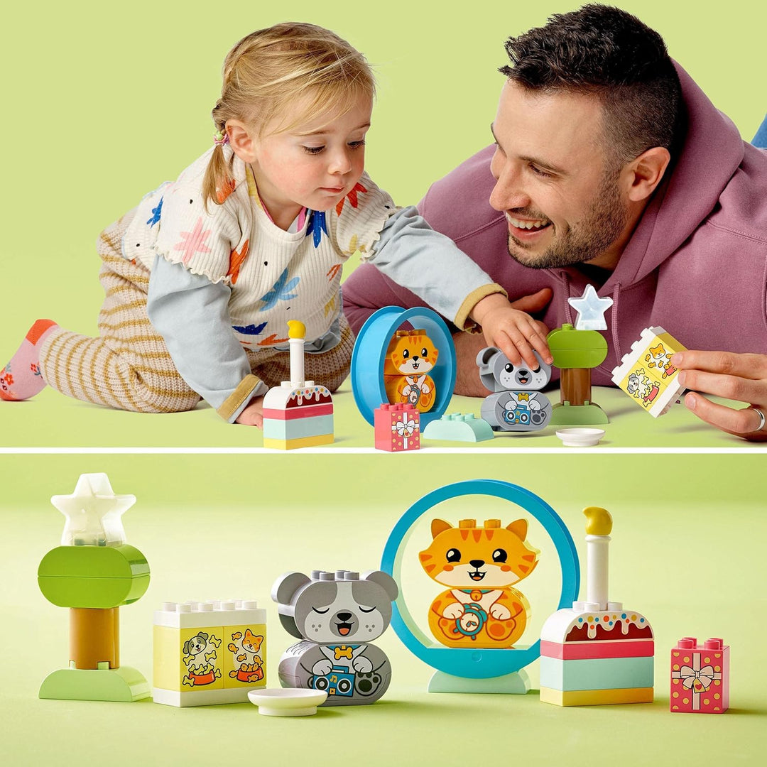 LEGO 10977 DUPLO Mein erstes Hündchen & Kätzchen - mit Ton, Steine für Kleinkinder von 1,5-3 Jahre,