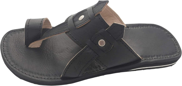 LaRocco Ledersandalen Zehenring Zehentrenner Zehenschlaufe Echtleder Sandalen 2.a.b.m 43 EU Mattschw