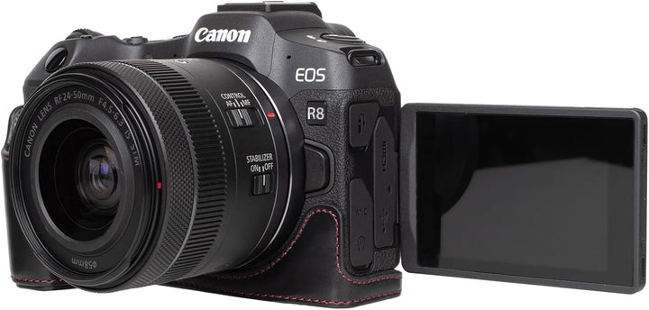 Rieibi EOS R8 Hülle, Vintage PU Leder Kameratasche für Canon EOSR8 Digitalkamera Schutzhülle Grip Ca