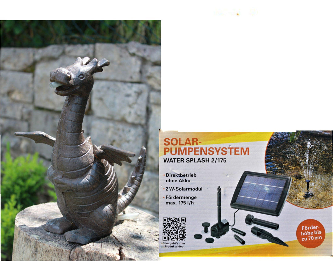 powershop11 Wasserspeier Drache Guss mit Solarpumpe