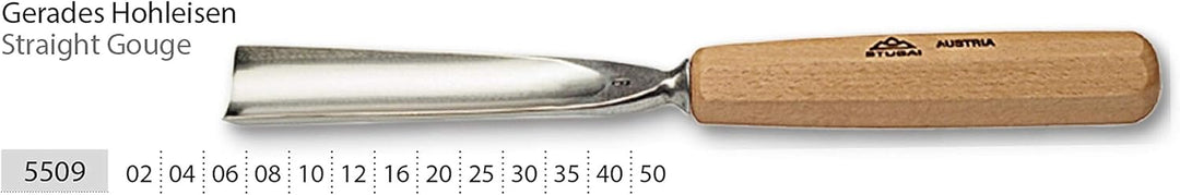 Stubai Stechbeitel Serie 55 - Form 9 : Gerades Hohleisen 16mm - 550916, 16mm