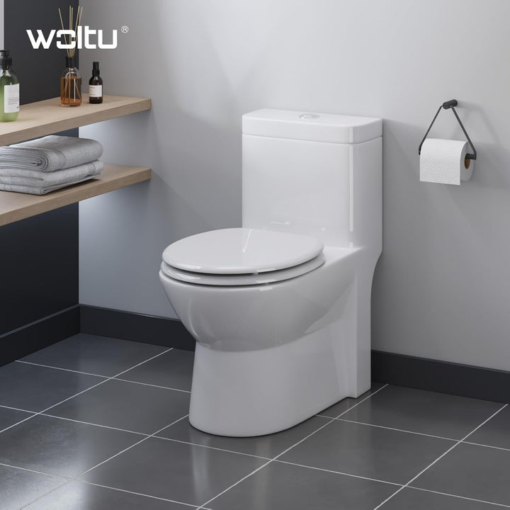 WOLTU Premium WC-Sitz Toilettensitz mit Absenkautomatik, MDF Holzkern, Softclose Scharnier, Antibakt