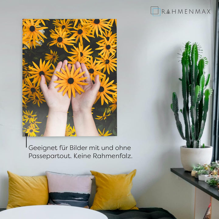 Rahmenloser Bildhalter nach Mass – 31x69cm – Acrylglas 1mm klar, bruchsicher – 2,5 mm weisse Rückwan