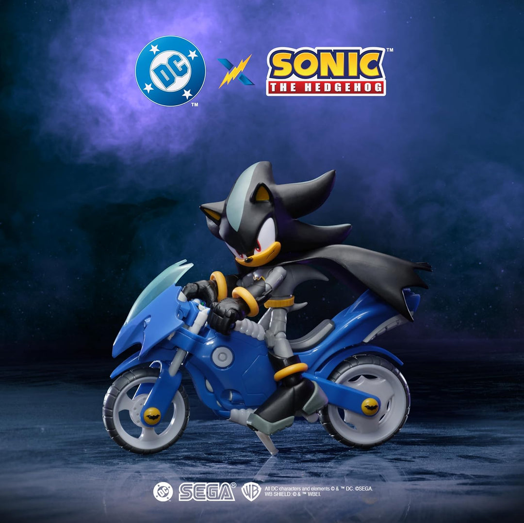 DC x Sonic Shadow als Batman & Batcycle Actionfiguren-Set, offiziell lizenziert von Jakks Pacific, 1