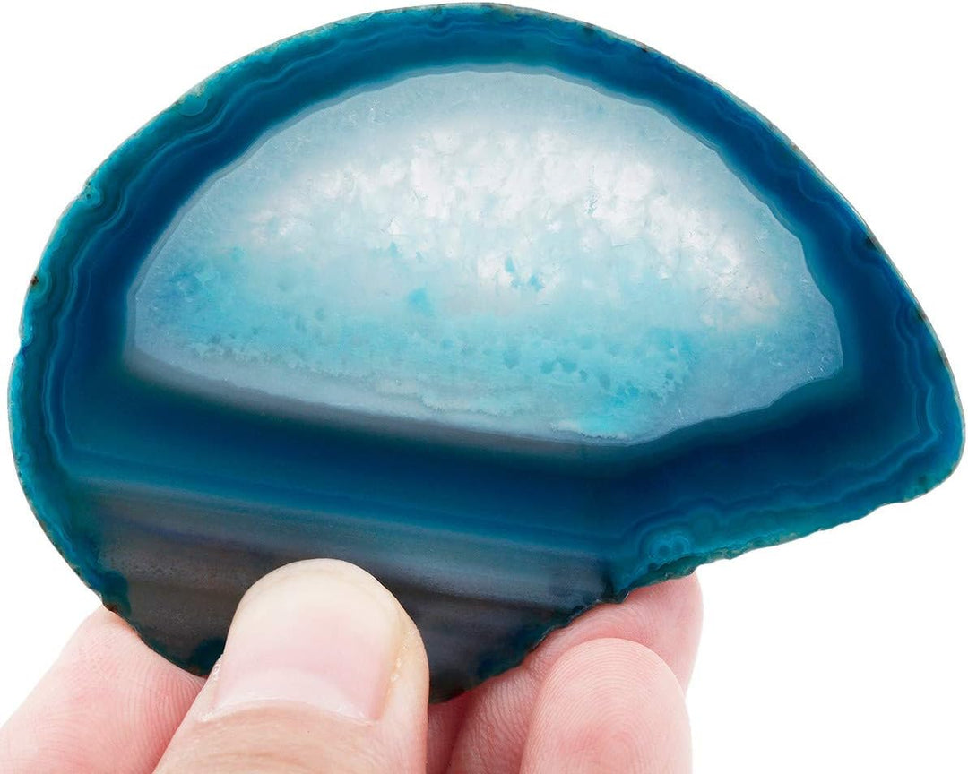Nupuyai 10 Stück Blau Achatscheiben Edelstein Poliert Geode Achat Scheiben für Schmuckherstellung Ho