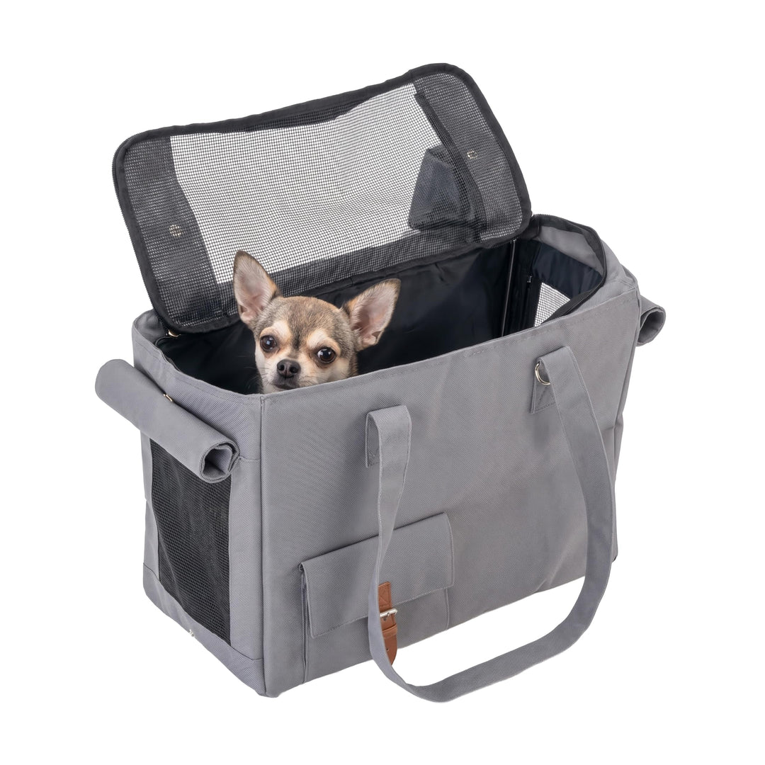 Ferplast Hundetasche Jetset, Tansportbox Katze, Hundebox, Sicherheitsgurt, Max 12 kg, 40 x 20 x H 30
