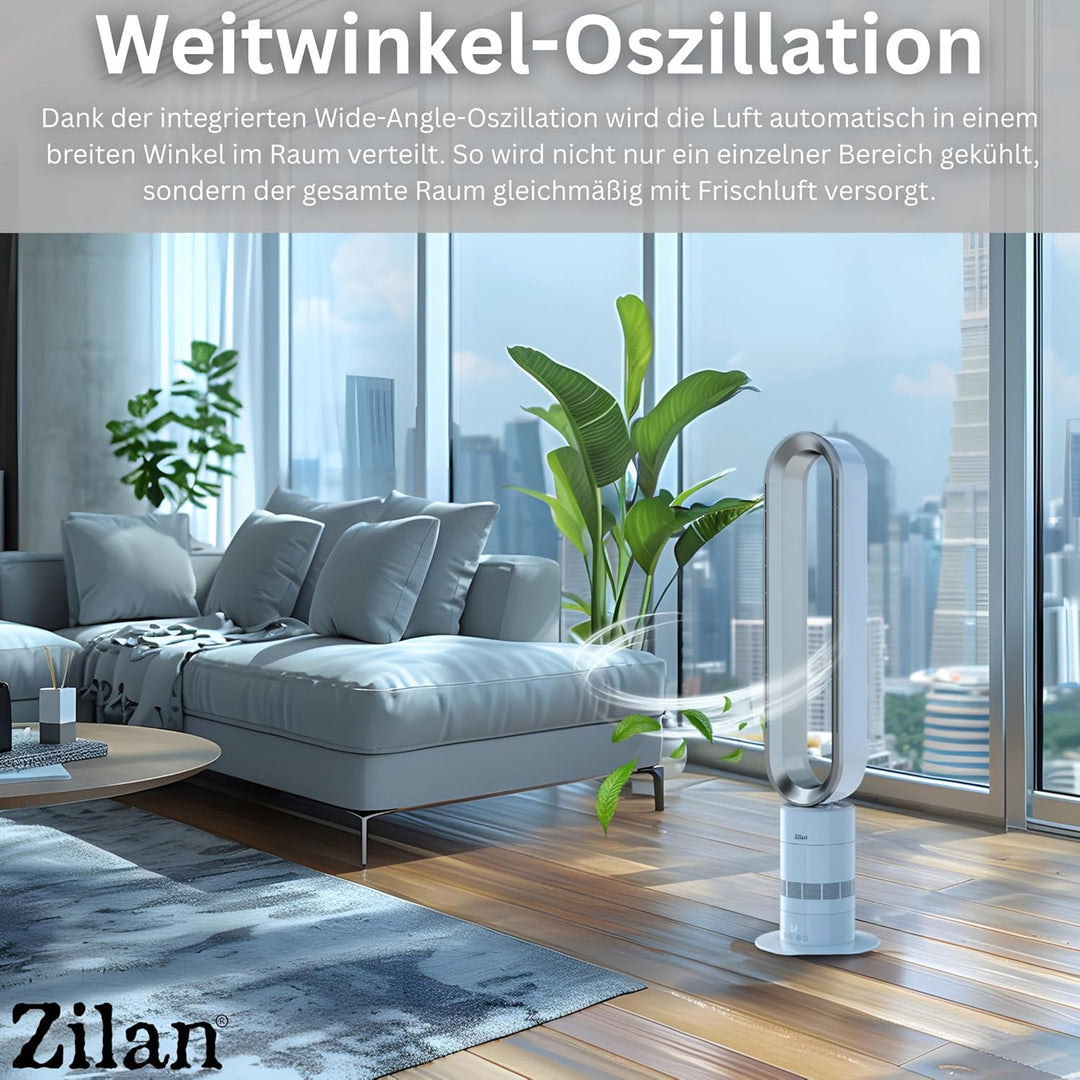 Zilan Turmventilator leise mit Fernbedienung – energiesparender BLDC Motor Standventilator mit Kühlu