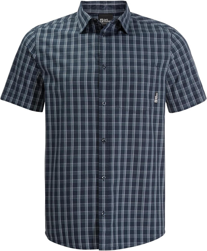 Jack Wolfskin Herren Hot Springs Shirt M Shirt Shortsleeve M Night Blue Checks, M Night Blue Checks
