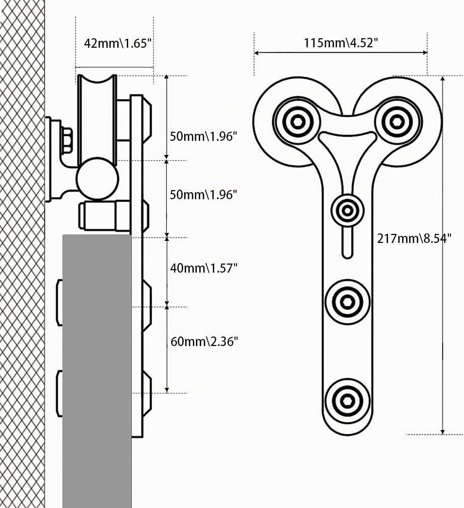 WOLFBIRD Schiebetürbeschläge Edelstahl 152cm Schiebeschiene Komplettes Rollschienenset Heavy Duty St
