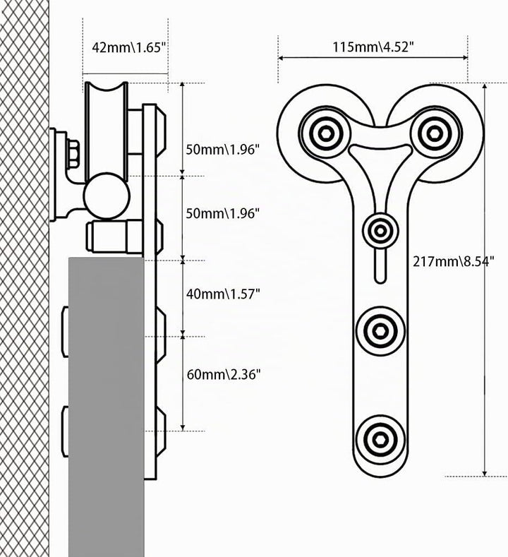 WOLFBIRD Schiebetürbeschläge Edelstahl 152cm Schiebeschiene Komplettes Rollschienenset Heavy Duty St