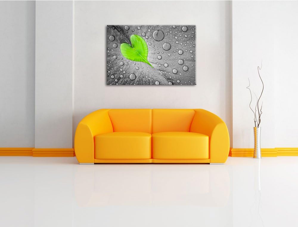 Tautropfen Herz schwarz/weiss Format: 100x70 auf Leinwand, XXL riesige Bilder fertig gerahmt mit Kei