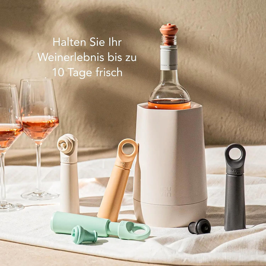 Vacu Vin Weinpumpe Loop - Vakuum Weinflaschenverschluss - 1 Pumpe 1 Stopper aus 98% Recyceltem Mater