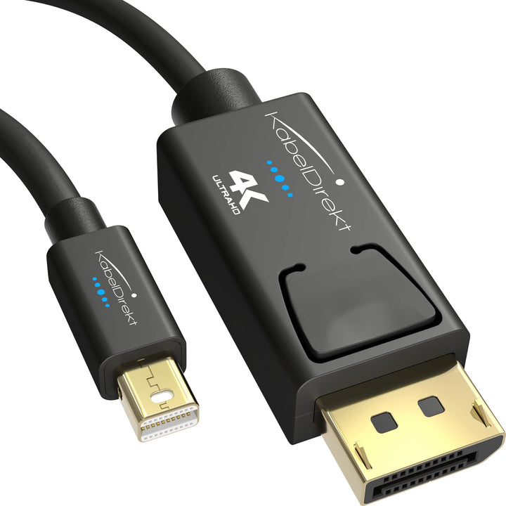 KabelDirekt – 4K Mini DisplayPort auf DisplayPort Kabel (Mini-DP auf DP) – 2x 2m – mit spezieller A.