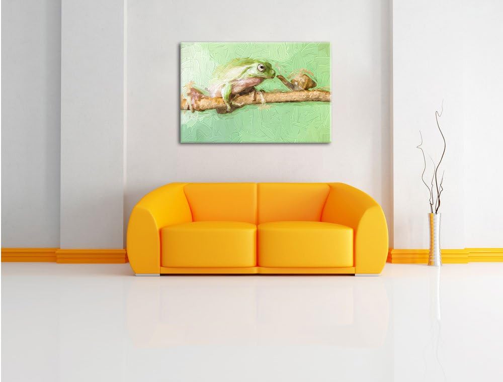 Pixxprint der Frosch und die Schnecke Kunst als Leinwandbild/Grösse: 100x70 / Wandbild/Kunstdruck/fe