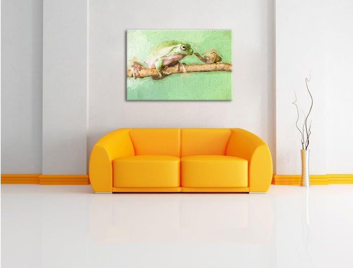 Pixxprint der Frosch und die Schnecke Kunst als Leinwandbild/Grösse: 100x70 / Wandbild/Kunstdruck/fe