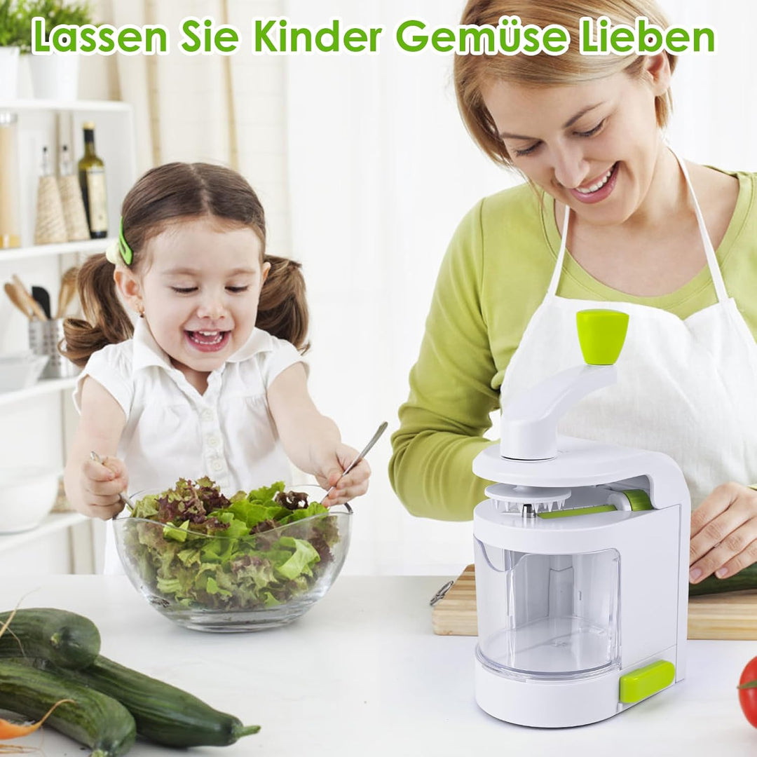 Spiralschneider Gemüse, 4 in 1 Zucchini Nudeln Spiralschneider mit Auffangbehälter, BPA-frei, Zucchi
