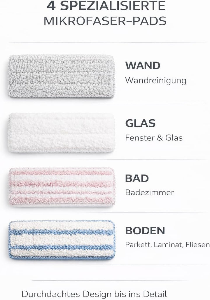 VIP Ahmet Bodenwischer Set mit Eimer zur Trennung von Schmutzwasser - 3-Kammern Flachmop System - 14