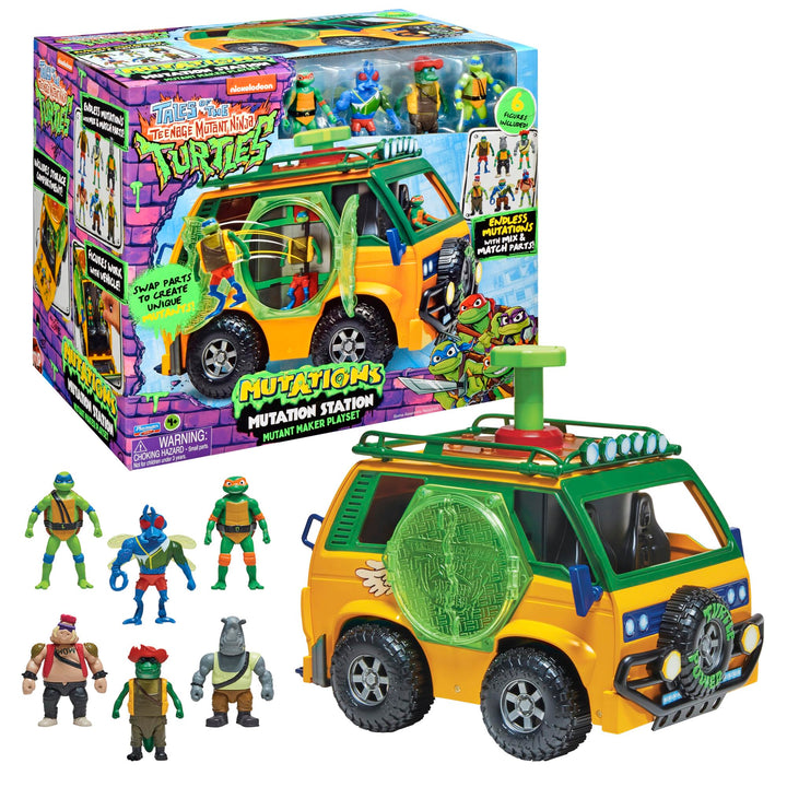Ninja Turtles – Mutationsstation, Set mit 1 Van und 6 Figuren, Mix & Match, für Kinder ab 4 Jahren,