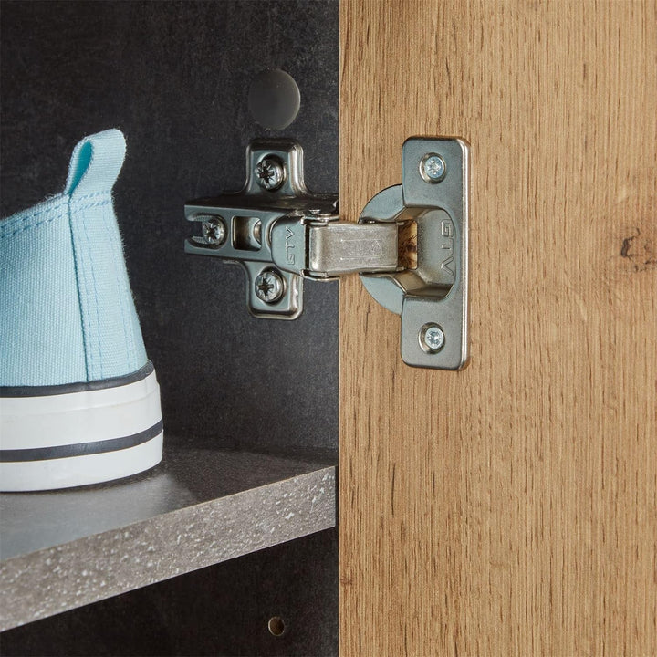 CARO-Möbel Schuhschrank LENNIS mit 4 praktischen Böden Schuhregal Schuhkommode mit 2 Türen, in Beton