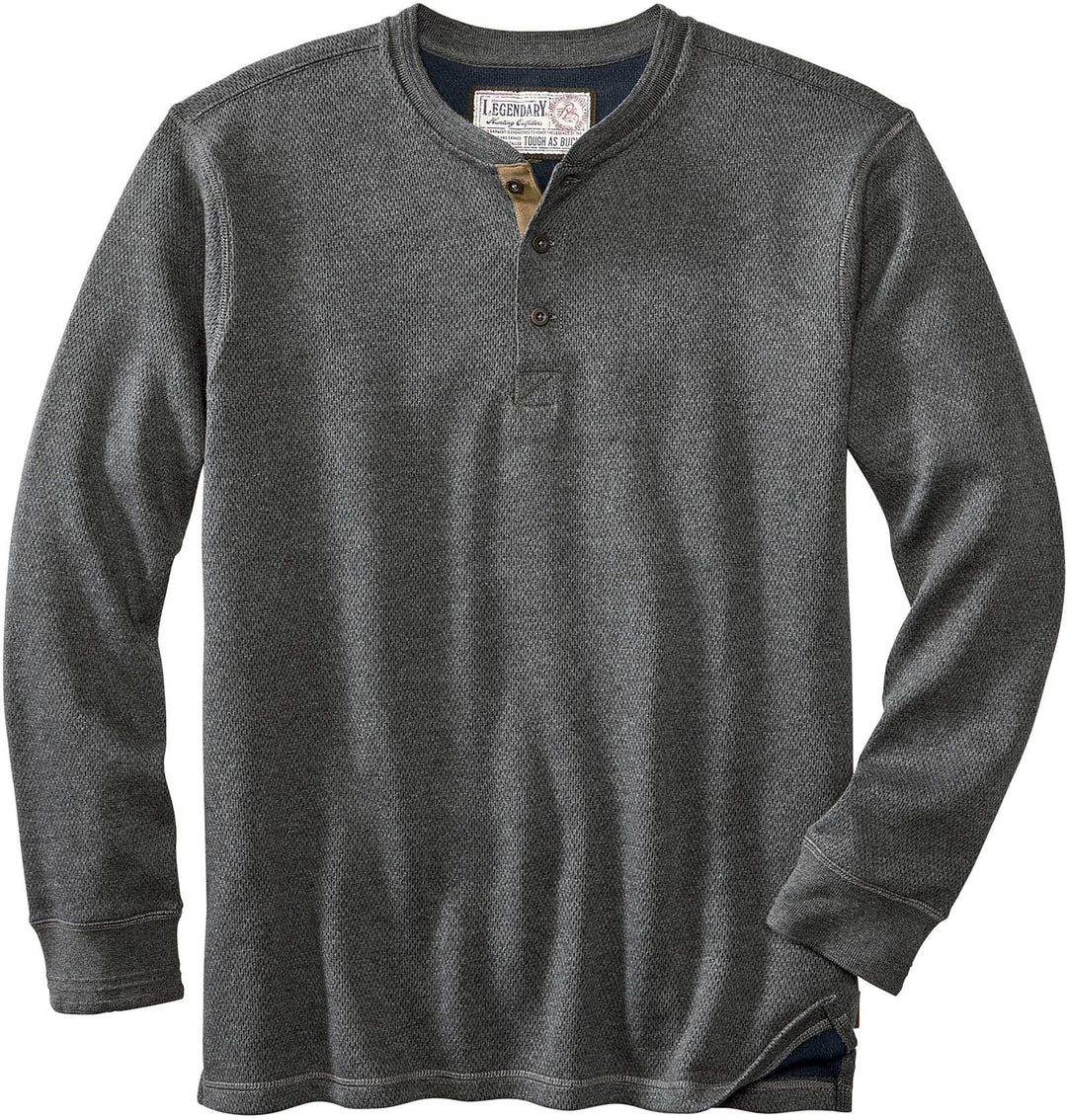 Legendary Whitetails Men's Tough as Buck Double Layer Thermal Henley Shirt-Casual Long Sleeve Waffle