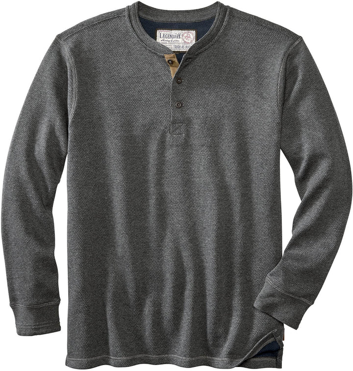 Legendary Whitetails Men's Tough as Buck Double Layer Thermal Henley Shirt-Casual Long Sleeve Waffle