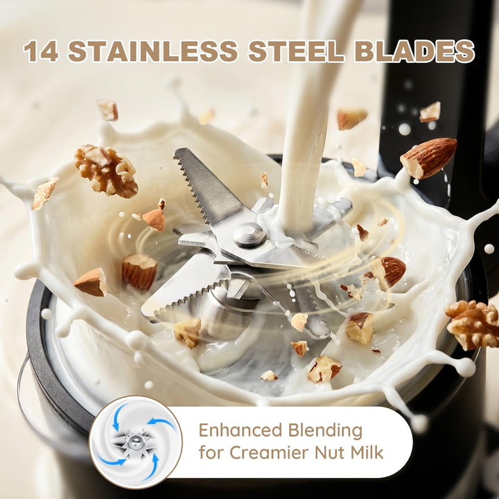 Nussmilchmaschine, 1650ml Pflanzenmilchbereiter mit Selbstreinigungsfunktion, 24 Stunden Smart Termi