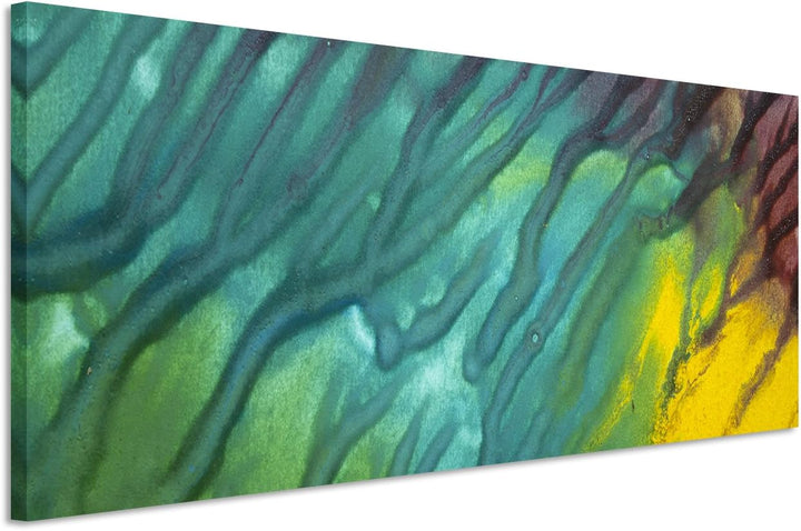 Wandbild 150x50cm Leuchtendes Aquarell mit Struktur auf Leinwand für Wohnzimmer, Büro, Schlafzimmer,