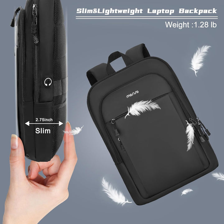 MOSISO Rucksack Herren Damen 15,6 Zoll, Laptop Rucksack Wasserdicht Schlanker Leicht, Business Rucks
