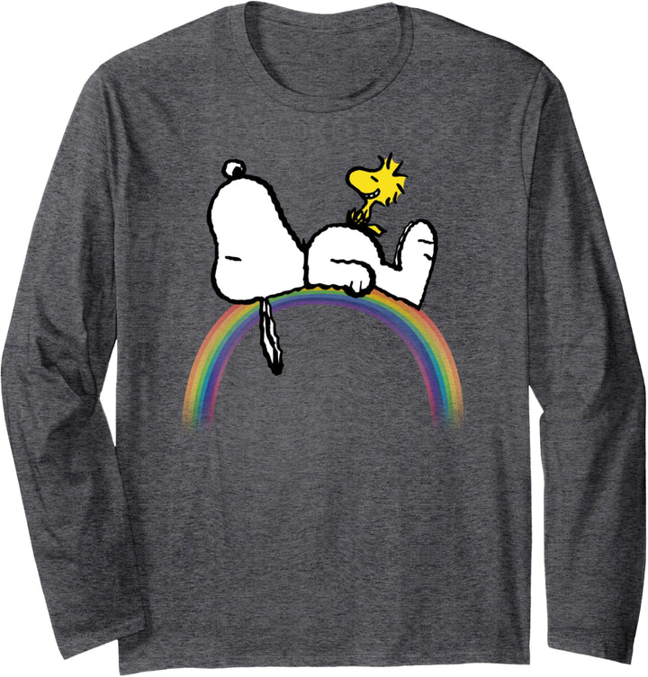 Erdnüsse Snoopy Woodstock Regenbogen Langarmshirt