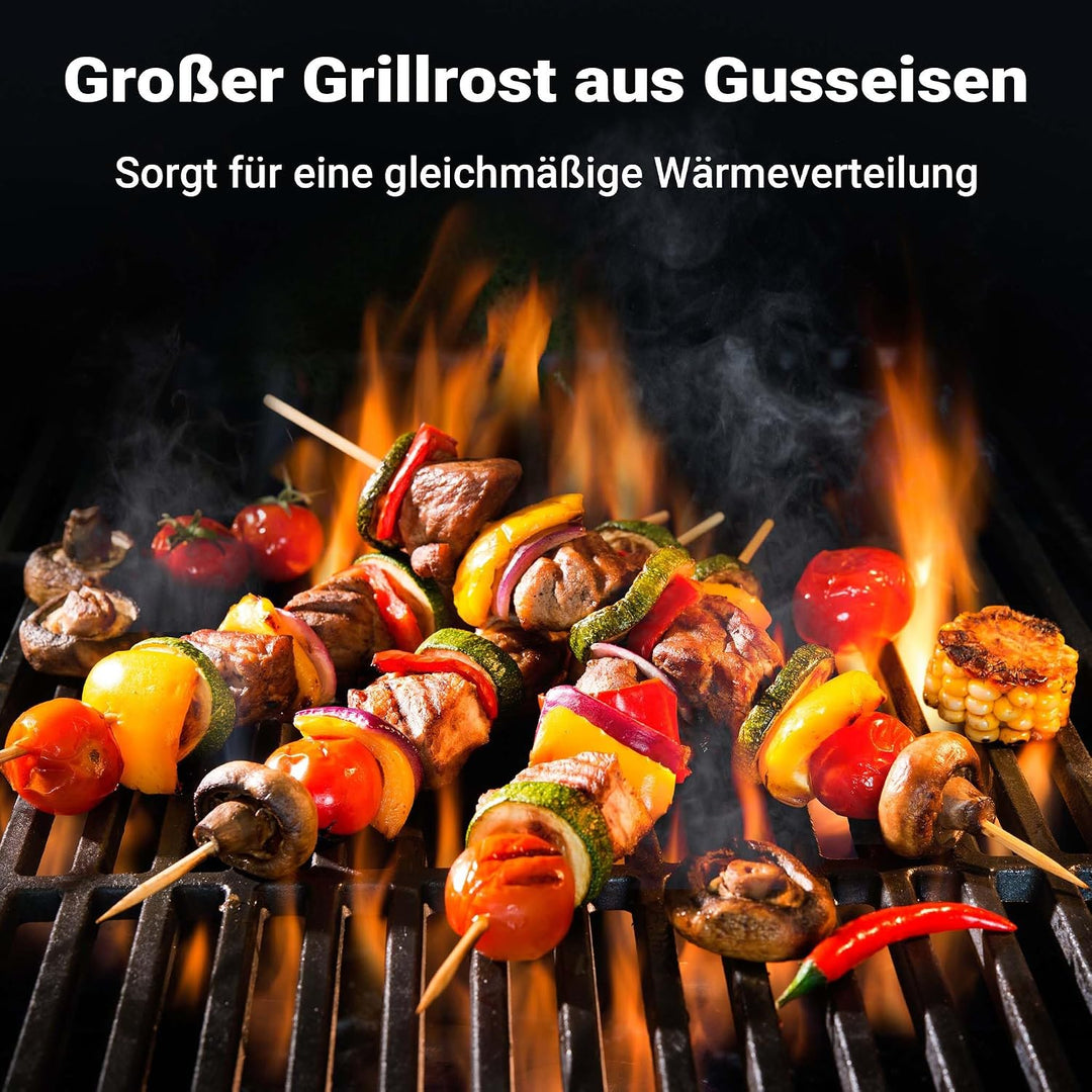 Wiltec 2x Gusseisen Grillrost 46,7 x 22,8 x 0,9 cm, Gussrost für Grill mit guter Hitzespeicherung, G