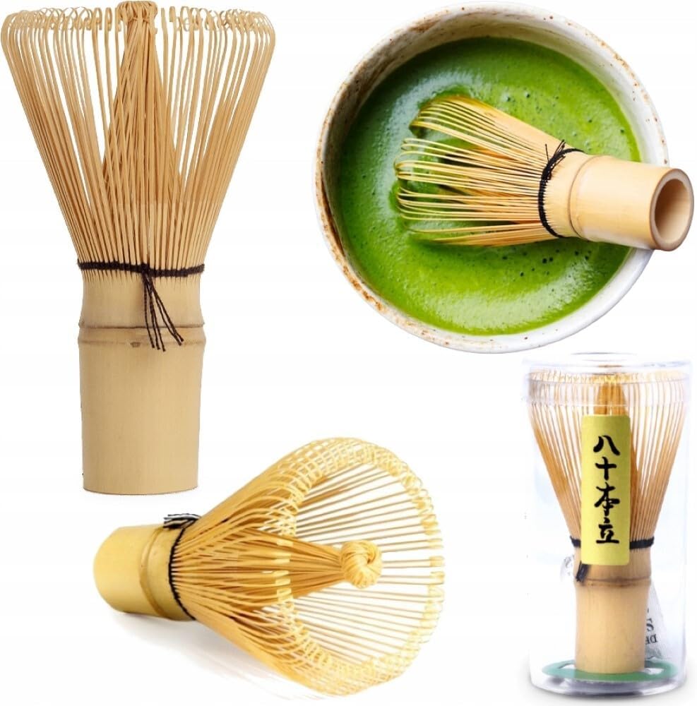 Matcha Set 4 tlg. Original japanische Schale mit Besen & Löffel Edo Japan Geschenkverpackung mit Mat
