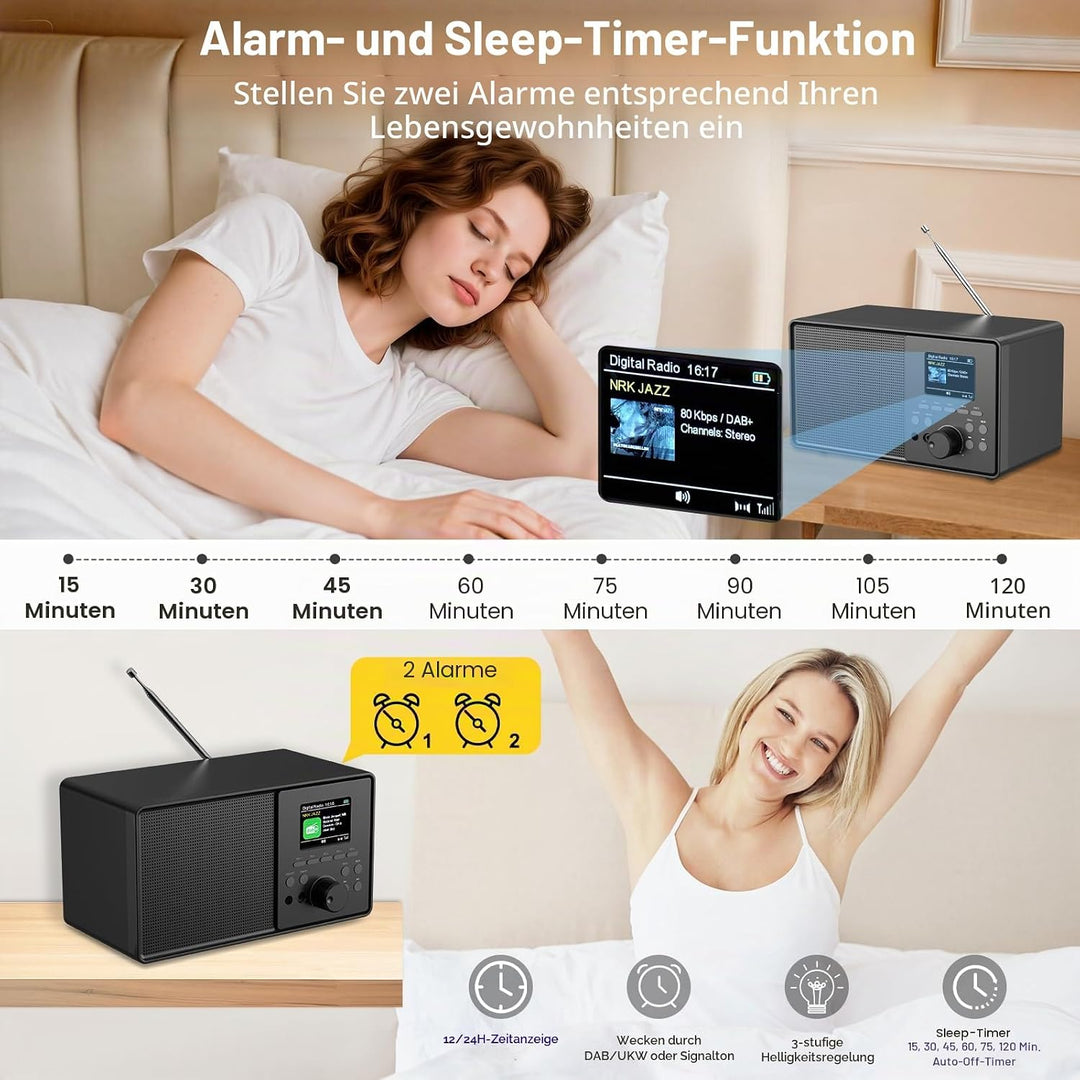 DAB+/DAB Retro Radio mit Bluetooth 5.0 &amp; Fernbedienung, Nostalgie-Design mit 2,4 Farbdisplay, Doppel