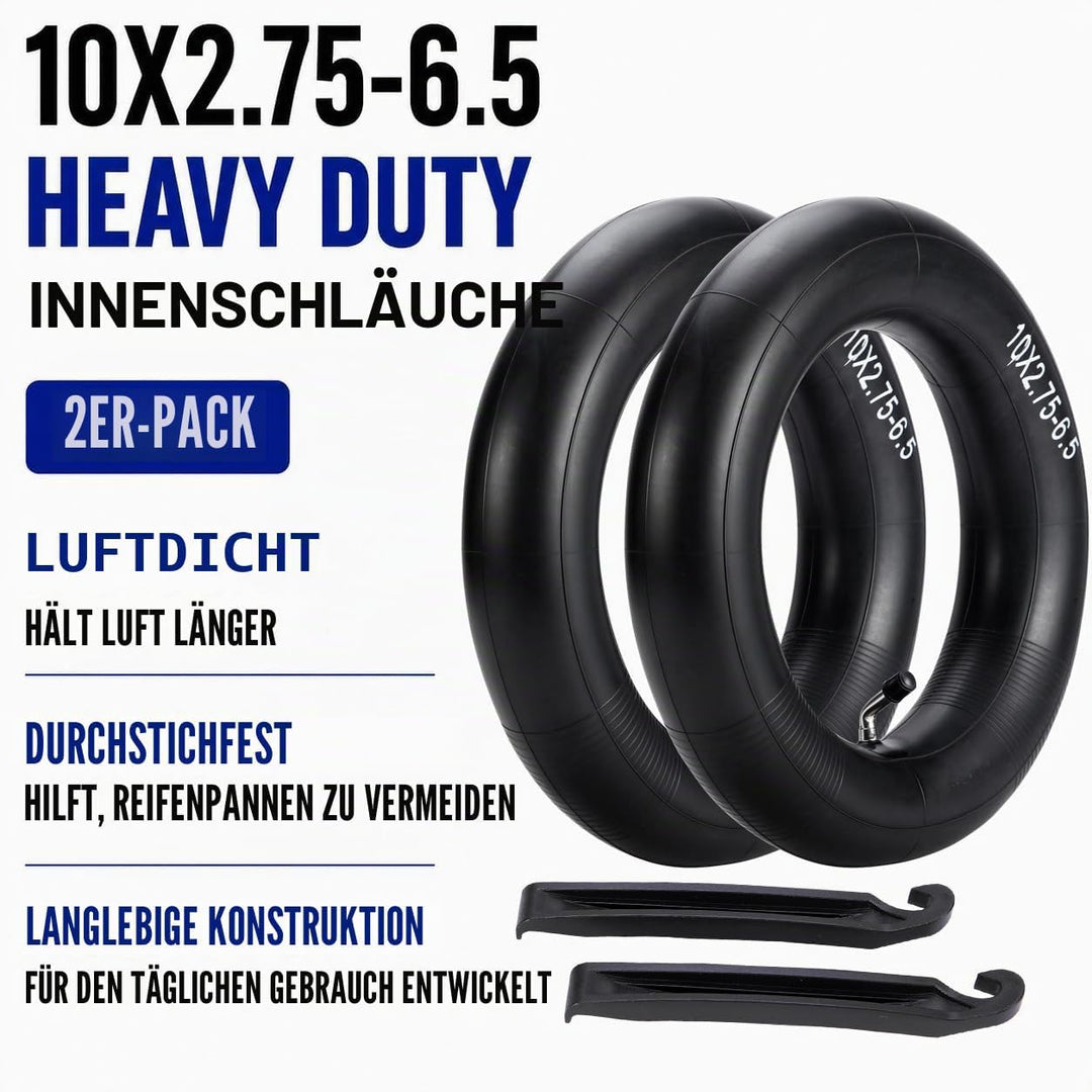 (2-Pack) 10x2.75-6.5 Thicker Inner Tubes with CR202 100°Angled Valve for Electric Scooters &amp; Mini Bi