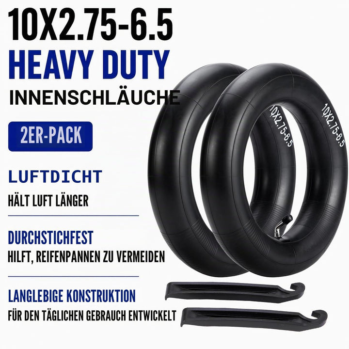 (2-Pack) 10x2.75-6.5 Thicker Inner Tubes with CR202 100°Angled Valve for Electric Scooters &amp; Mini Bi