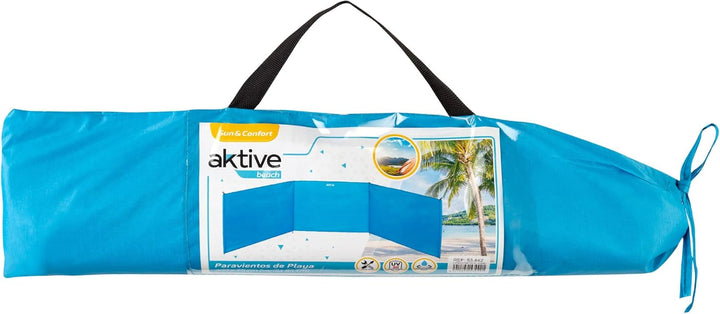 AKTIVE Unisex-Jugendliche 53442 Faltbarer Strand-Windschutz, blau, 200 x 75 cm, 200 x 75 cm