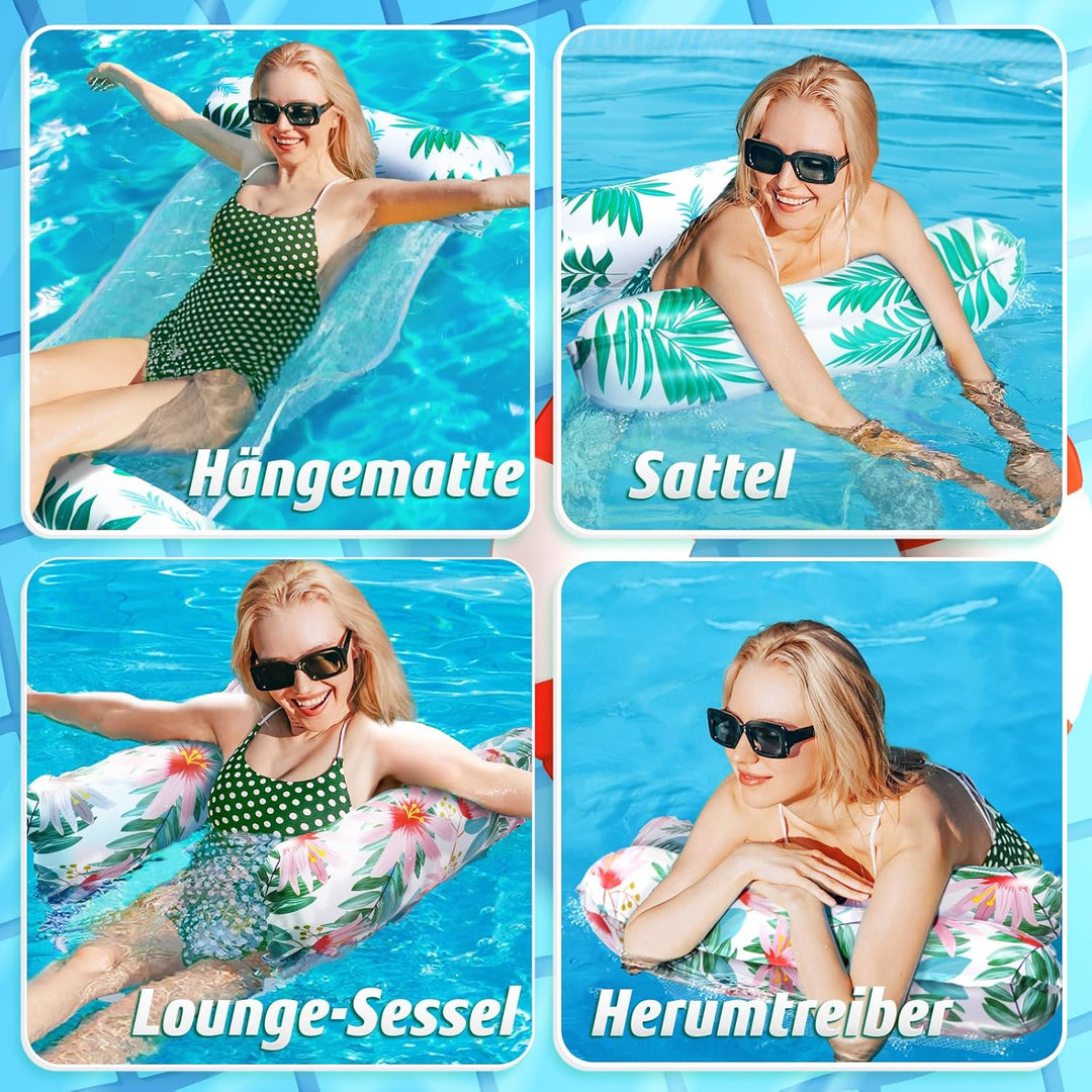 Luftmatratze Pool XL, 2 Stück Wasserhängematte Erwachsene, 4 in 1 Luftmatratze Wasser Pool Zubehör S