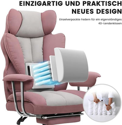 GTPLAYER Gaming Stuhl, Gamer Stuhl, Ergonomischer Bürostuhl mit Fussstütze, Stoffoberfläche, Federsi