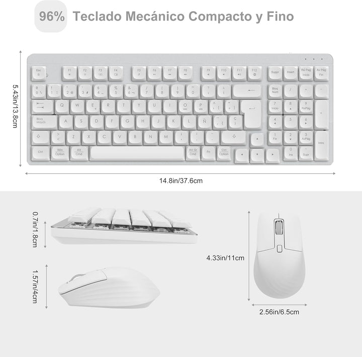 LeadsaiL FA98 Mechanische Tastatur mit niedrigem Profil, kabellose Tastatur und Maus mit rotem Switc