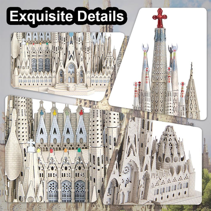 Piececool 3D Puzzle Metall Architecture Sagrada Familia, 3D Metall Puzzle für 340 Edelstahl, Ganzes