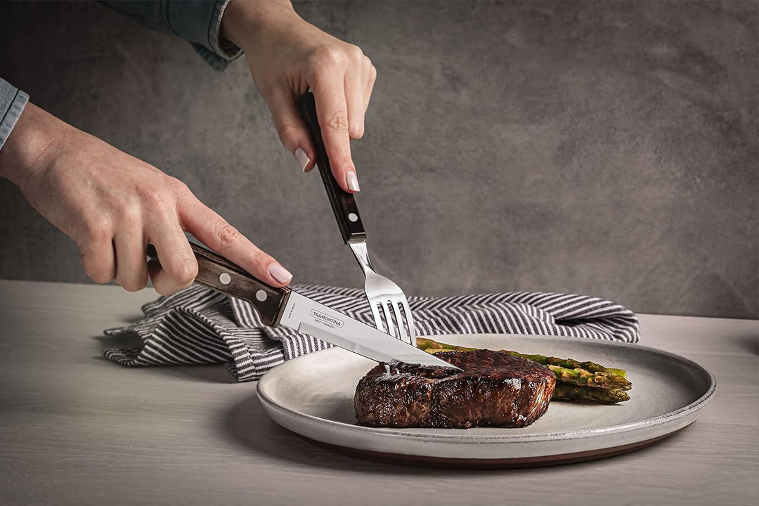 Tramontina Steakbesteck "Gaucho", Set 8-teilig, mit 4 Steakmessern und 4 Steakgabeln, Edelstahl, Ech