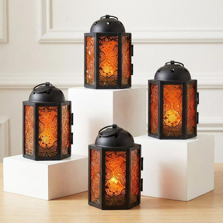 Dekorative Kerzenlaterne für Halloween, Hochzeiten, Terrasse und Heimdekoration, kleine marokkanisch