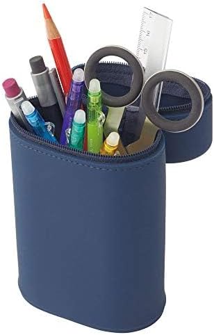 Lihit Lab Smart Fit ACTACT Stationery Stand Pen Case Oval Type L - Navy (Green Tea Set)