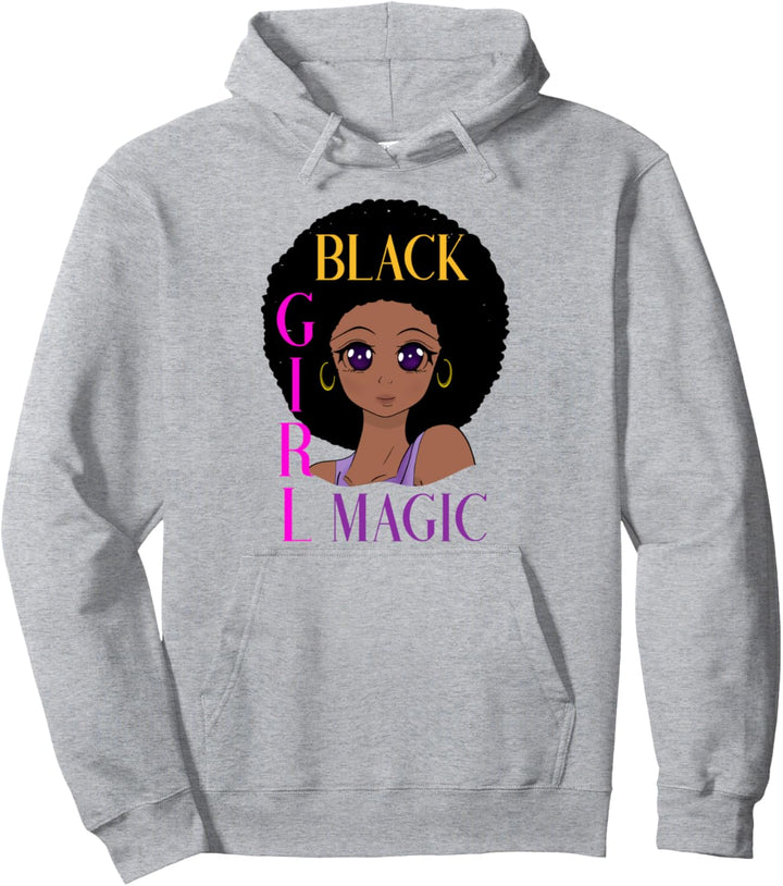 Schwarzes Mädchen Magisches Schwarzes Anime-Mädchen Pullover Hoodie