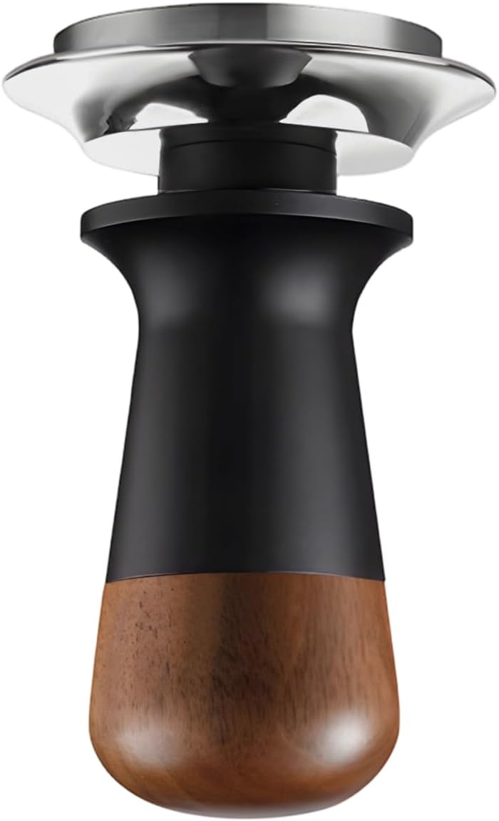 Tamper 58mm Selbstnivellierend Edelstahl Walnussholz Kaffeestampfer