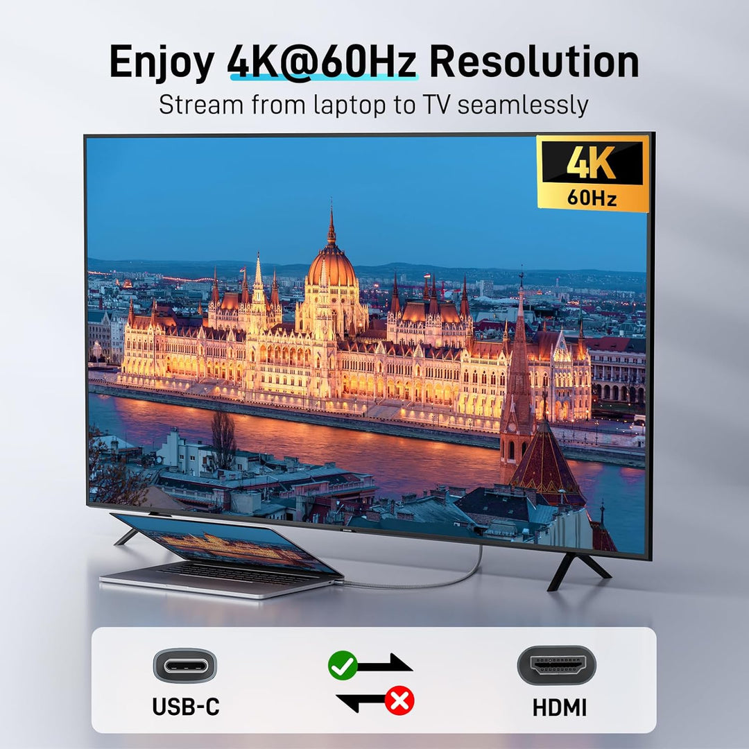 Acer USB C auf HDMI Kabel 4K@60Hz, Thunderbolt 3/4 kompatibel, Aluminium+Nylon, Typ-C zu HDMI für iP