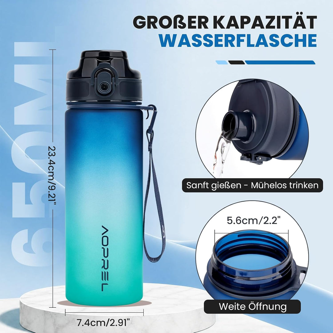 AOPREL Trinkflasche 650ML Mit Filter &amp; Zeitmarkierung, BPA-frei Tritan | Dichtung Auslaufsicher Wass